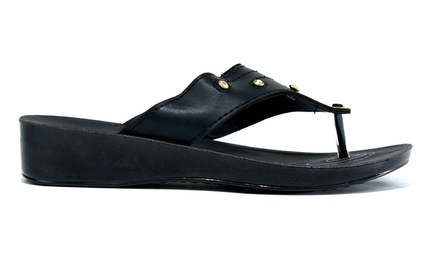 Image 3: Women's Low Wedge Flip Flops