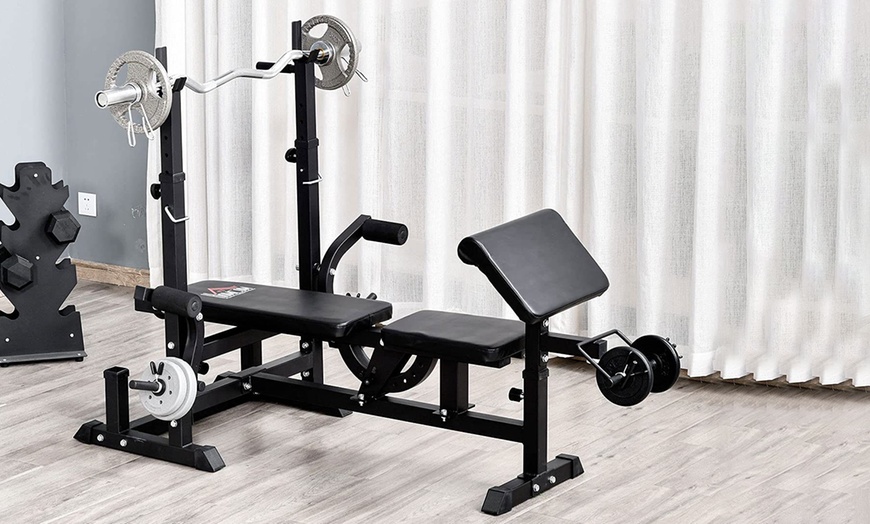 Image 2: HomCom Multi-Exercise Weight Bench