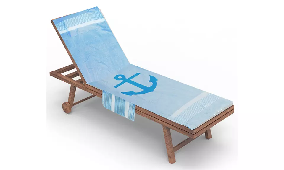 Serviette de transat en coton avec coussin amovible et poches de rangement