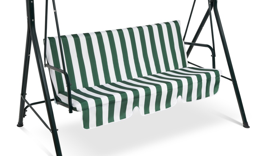 Image 5: Three-Seater Outdoor Swing Bench with Canopy