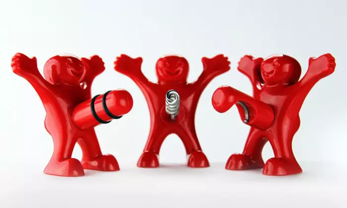 Happy Man Bottle Opener, Stopper, and Corkscrew (3-Piece) - Primary Image