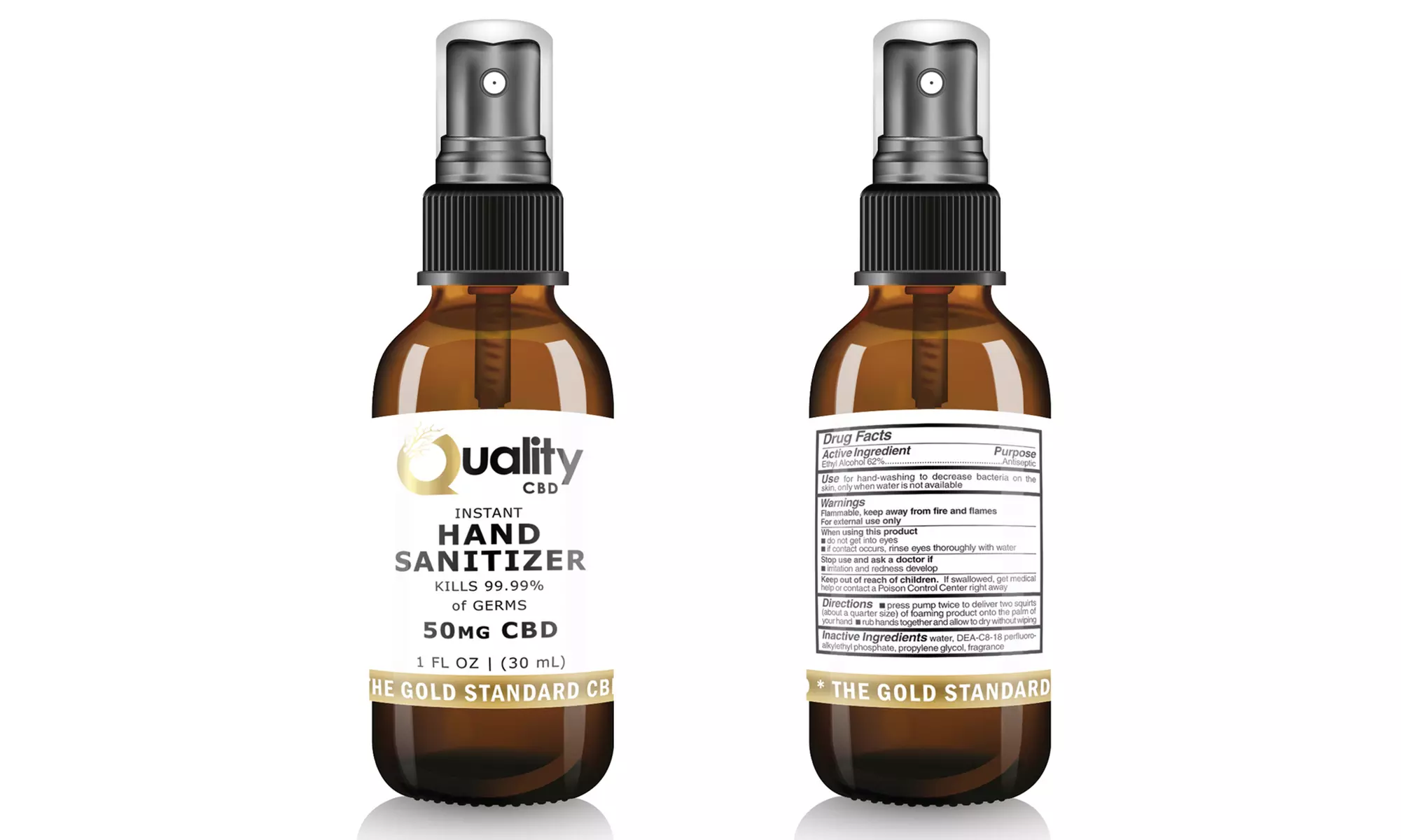 CBD Instant Hand Sanitizer Spray Bottle from The Gold Standard CBD (1-, 2- or 3-Pack) - Primary Image