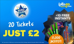 Get 20 EuroMillions Tickets for £2* + 10 Free Scratchcards