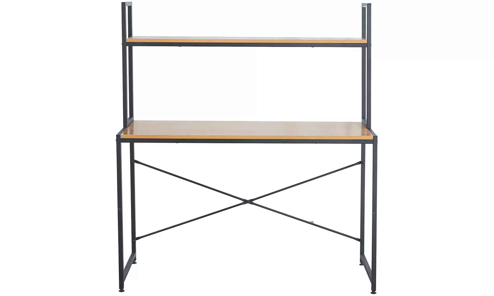 Bureau droit "Tucson" avec étagère intégrée, bois et acier