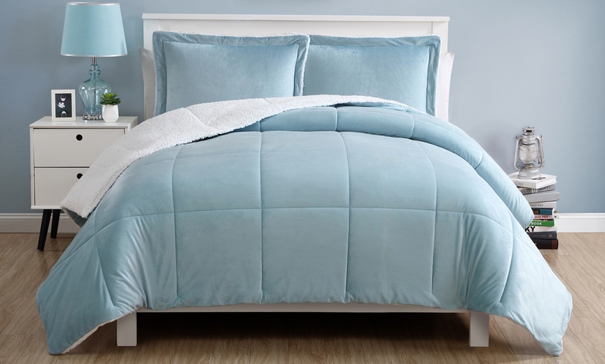 Image 24: Micromink and Sherpa Reversible Comforter Set (2- or 3-Piece)