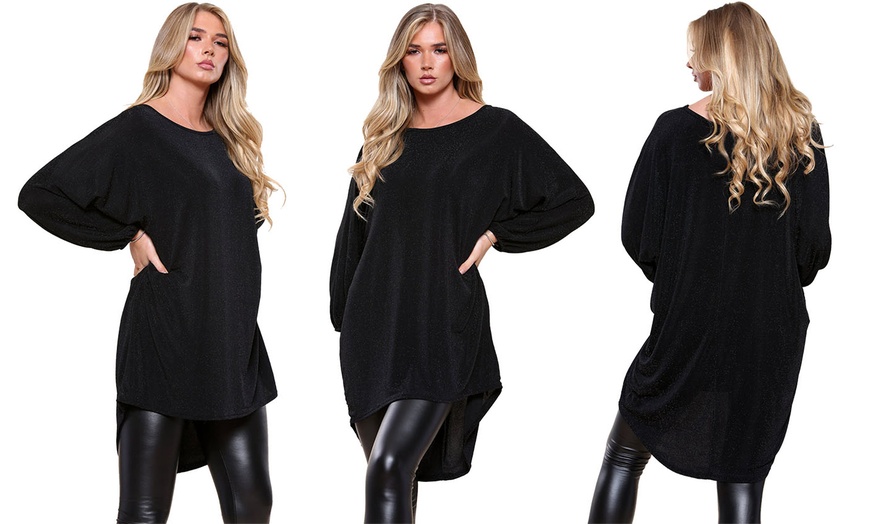 Image 3: Oversized Shiny Tunic Top