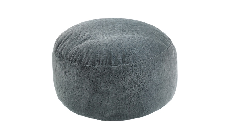 Image 3: Large Faux Fur Bean Bag Footstool