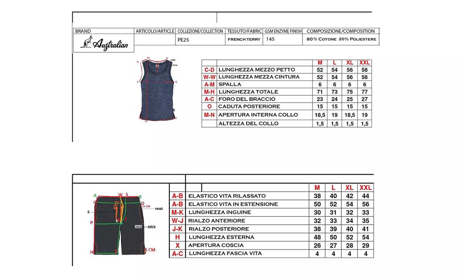 Completini estivi uomo Australian in cotone