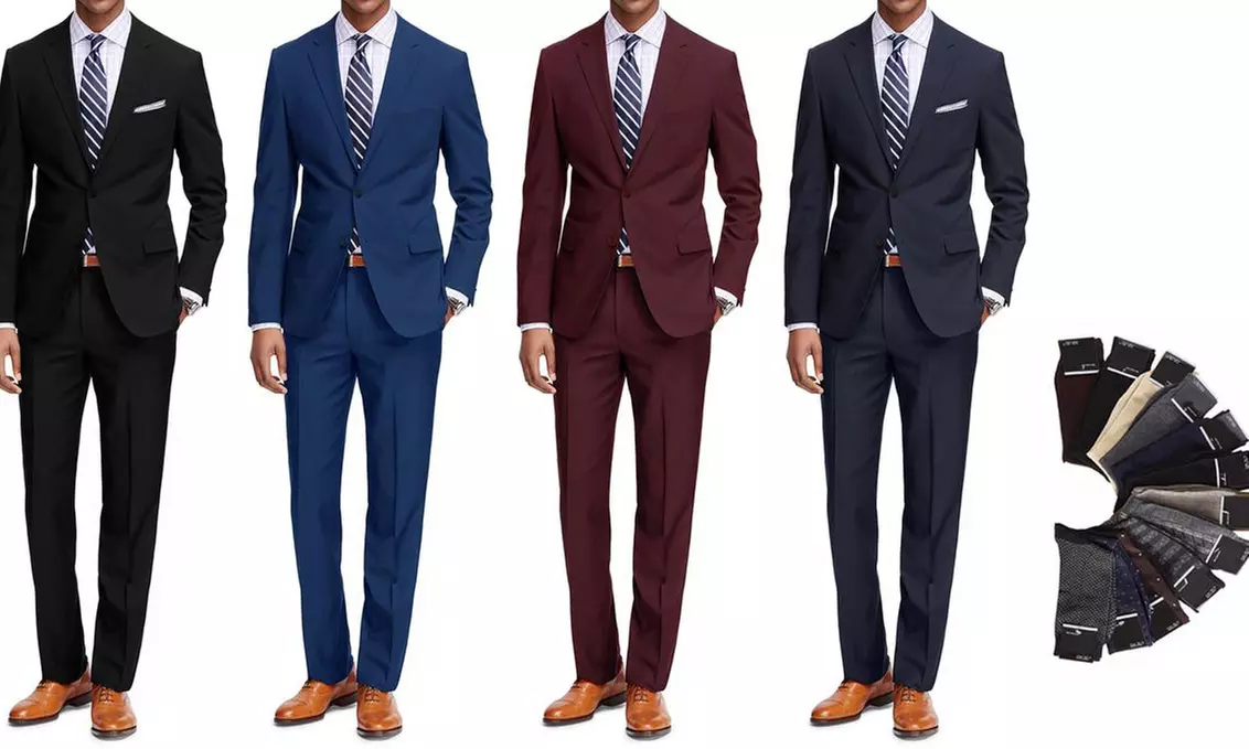Braveman Men's Classic Fit 2-Piece Suit with Dress Socks - Primary Image