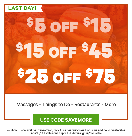 $5 off $15, $15 off $45, or $25 off...