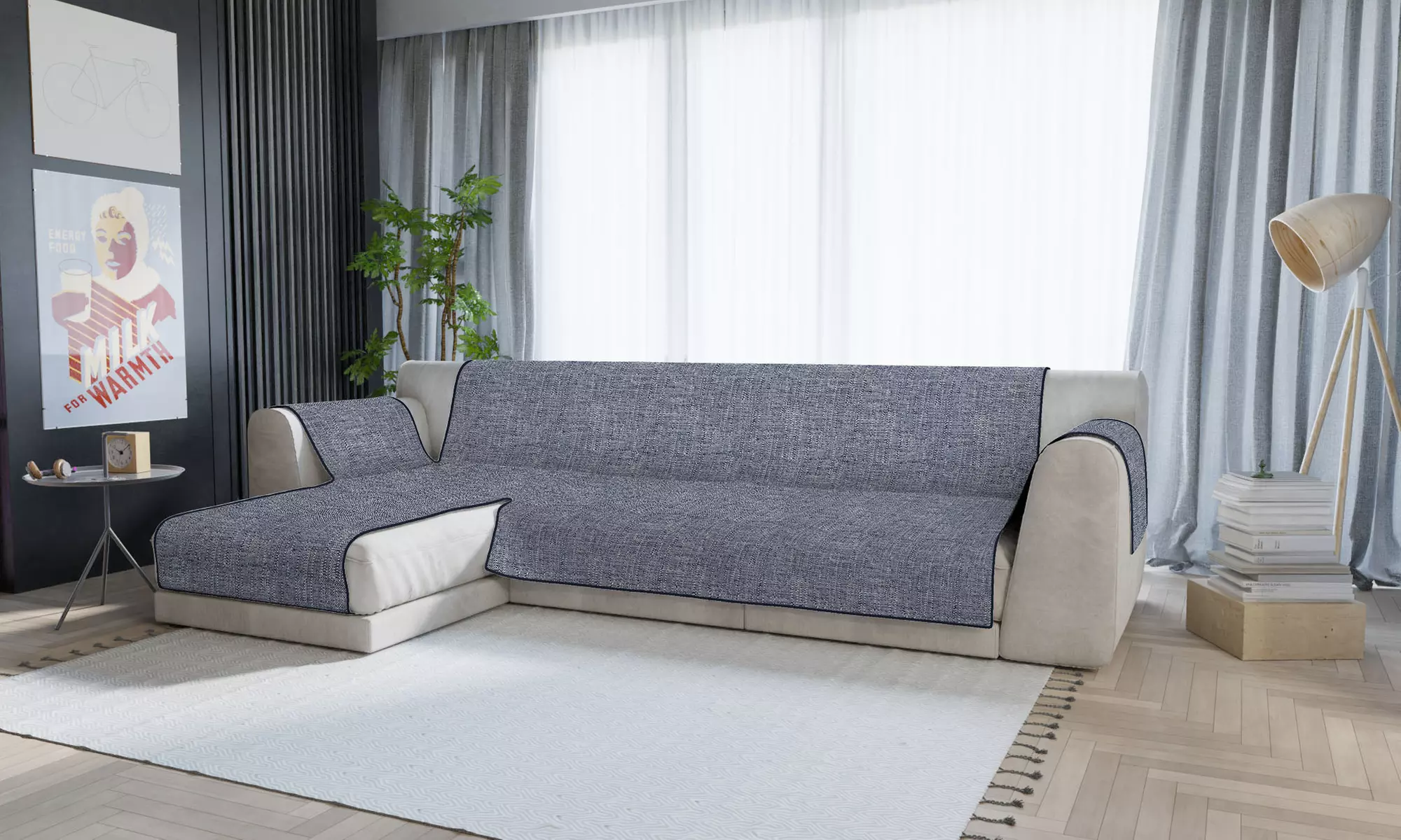 Copridivano antiscivolo con penisola