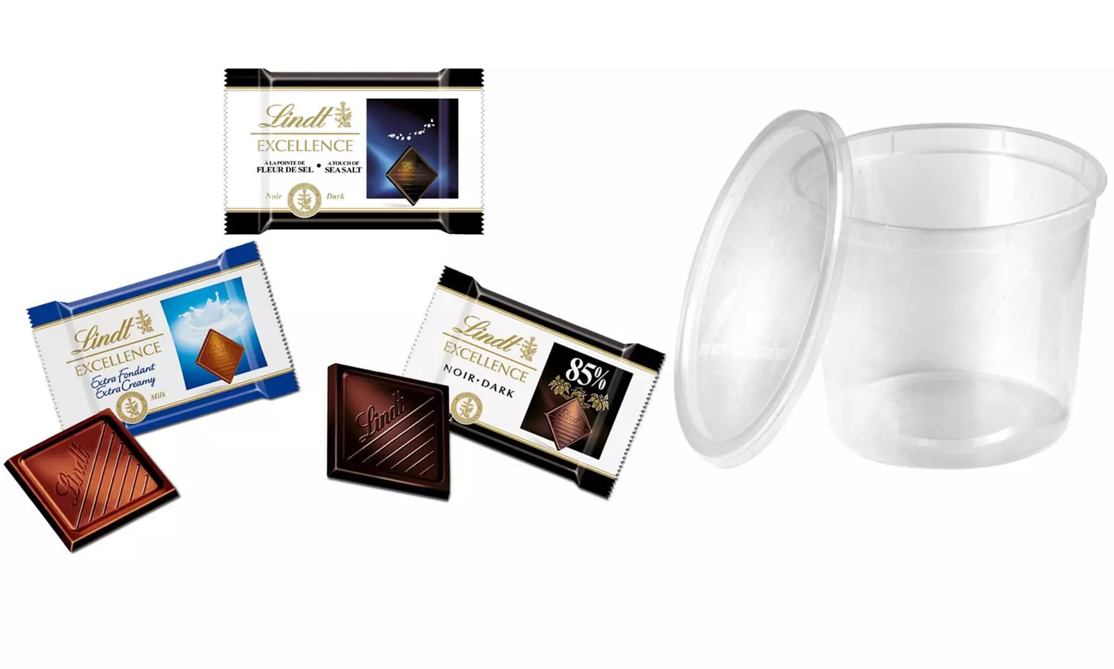 Boîte de 150 carrés de chocolats Lindt Excellence, 3 variétés - Primary Image