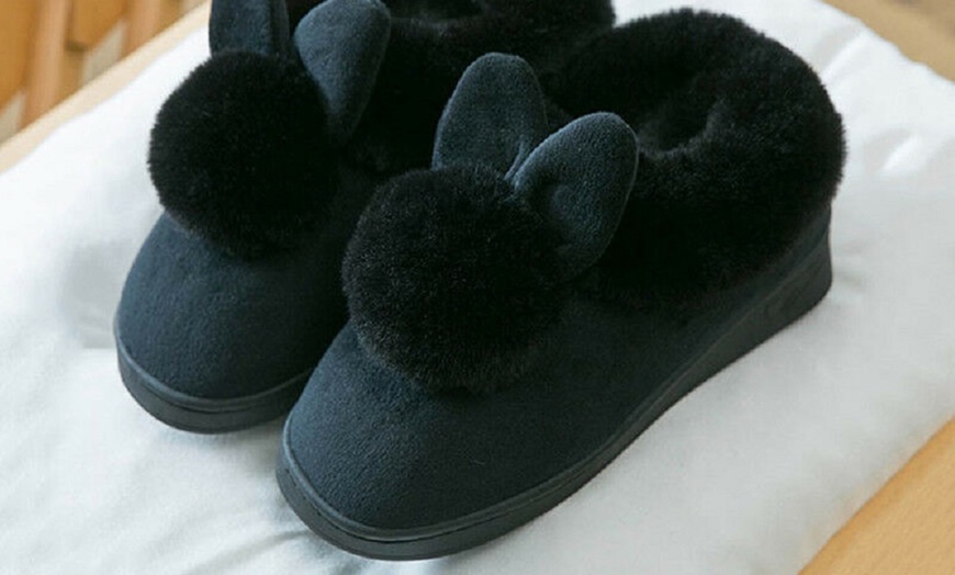 Image 2: Fluffy Rabbit Slippers