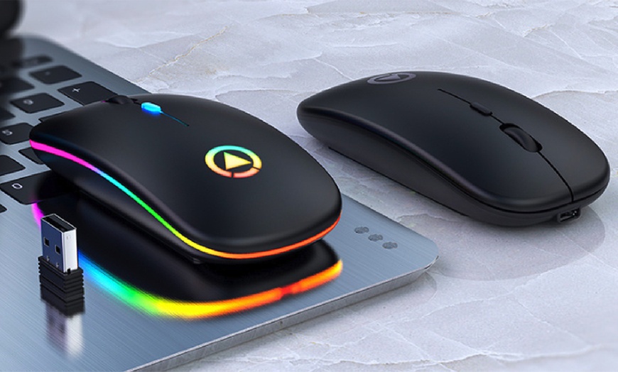 Image 2: Rechargeable Wireless Bluetooth Mouse with Colourful Lights