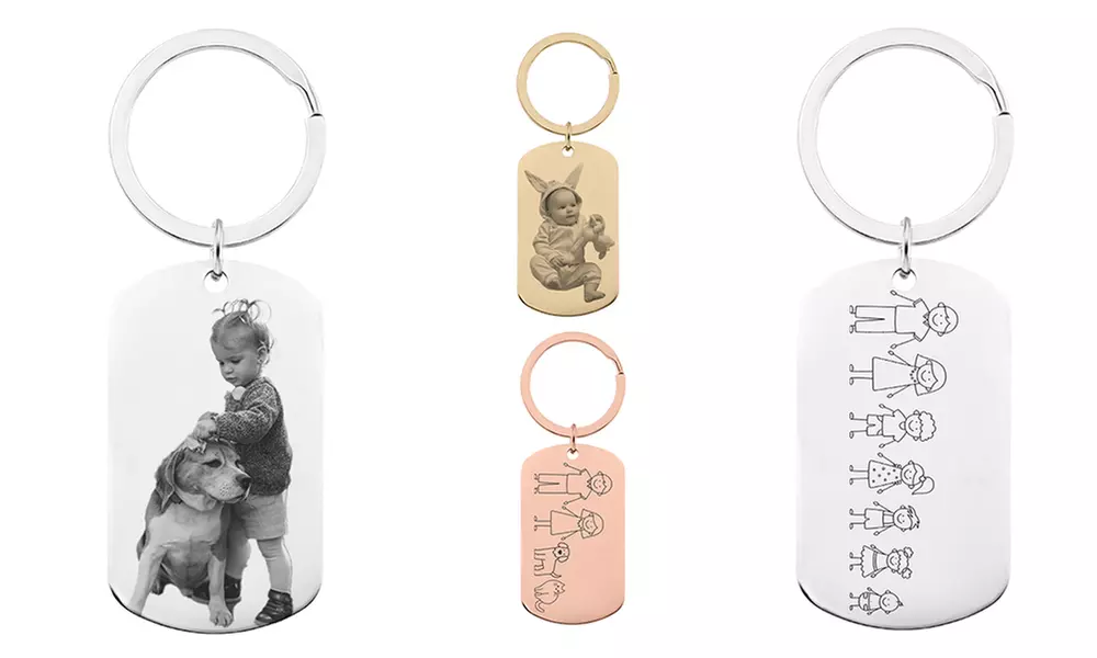 Personalisierter Familien-Schlüsselanhänger mit Gravur oder Foto