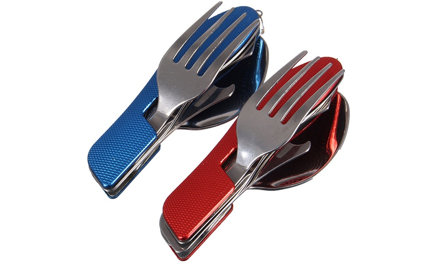 Image 1: Camping Foldable Cutlery Set