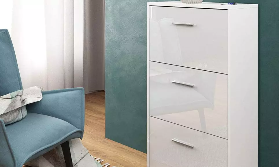 Scarpiera 3 o 5 ante bianco lucido Bakaji