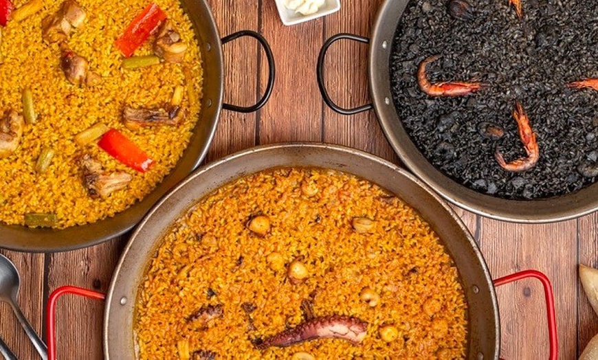 Image 1: Menú de arroz para llevar para 2 o 4 personas con botella de vino