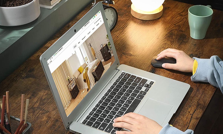 Image 7: L-Shaped Rustic Brown Wood Computer Desk