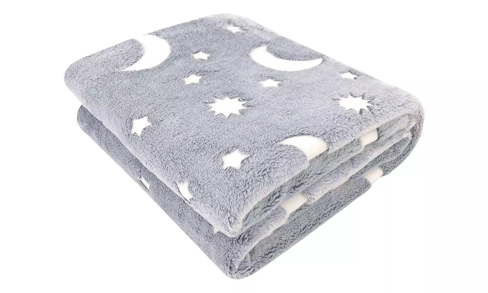 Kuscheldecke mit leuchtendem Stern- und Mond-Muster