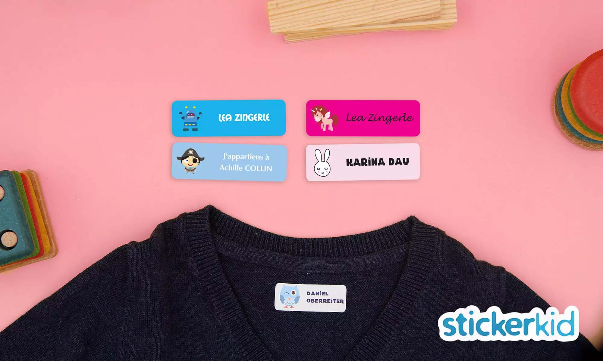Pack de 96 étiquettes personnalisées pour vêtements d'enfants et bébés avec Stickerkid à 16,90 € ( 32 % de réduction ) - Primary Image