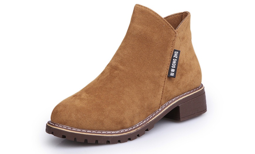 Image 3: Round-Toed Zippered Ankle Boots