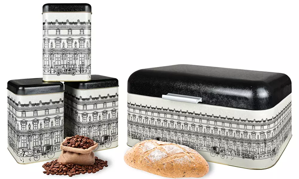 Set da cucina con barattoli e portapane