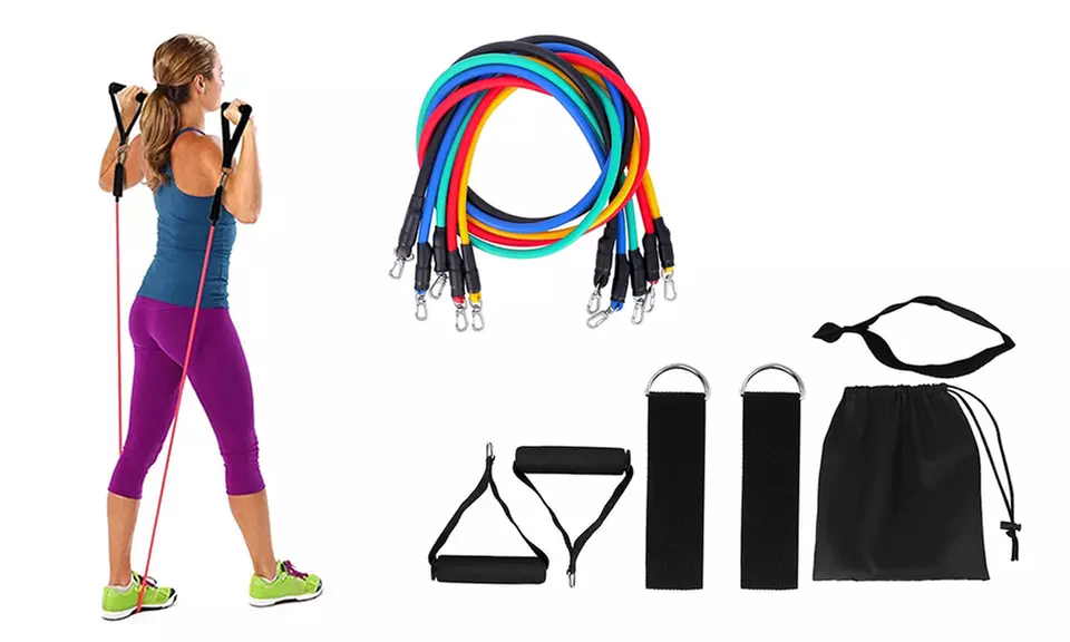 Lot de 5 bandes de résistance, 2 sangles de cheville, 2 poignées, une ancre de porte et un sac - Primary Image