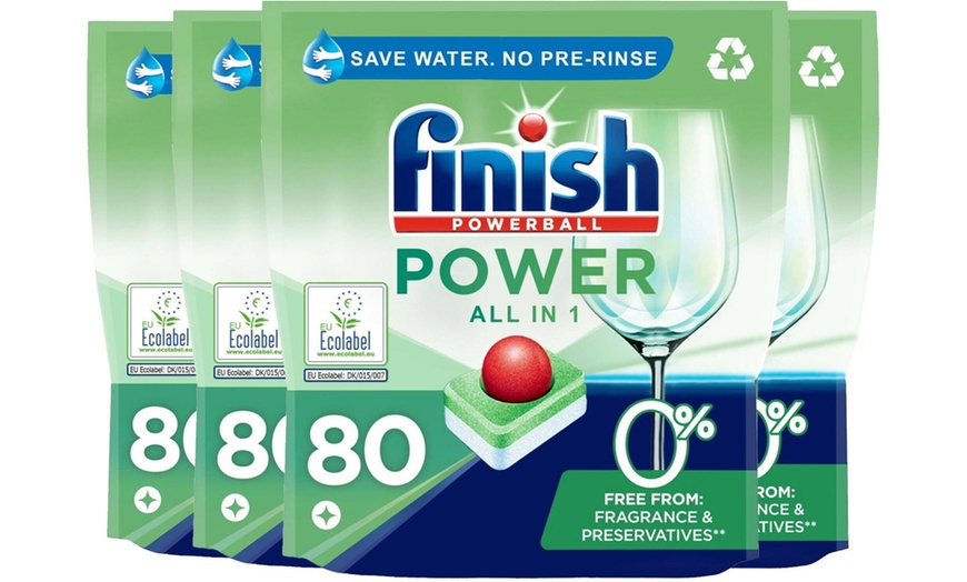 Image 2: Four or Eight Packs of Finish Powerball 0% Dishwasher Tablets