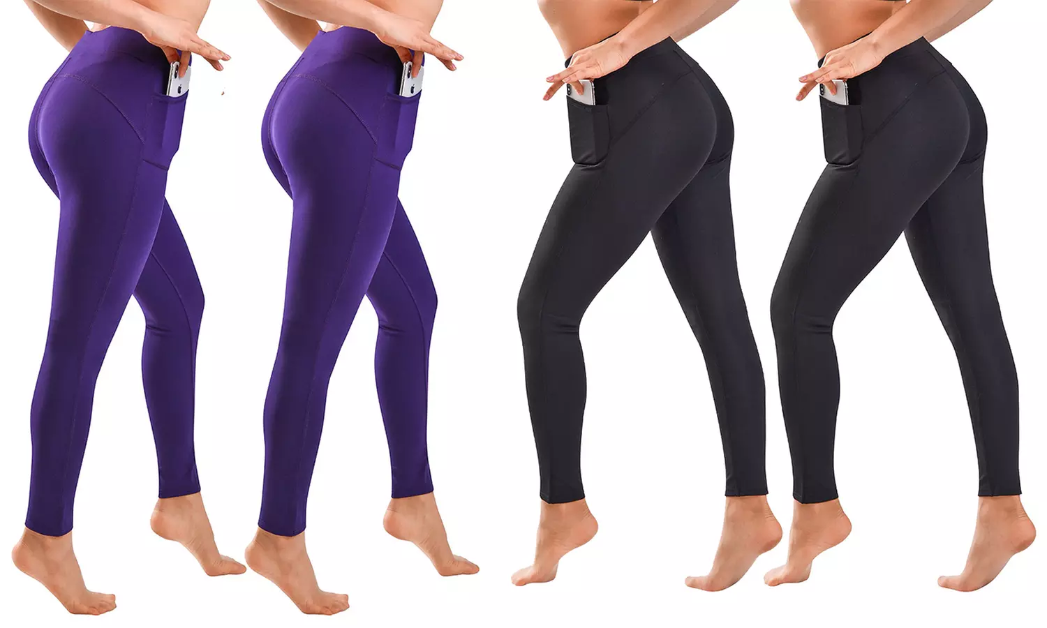 Clanec Women's High-Rise Leggings with Pockets (2-Pack) - Primary Image