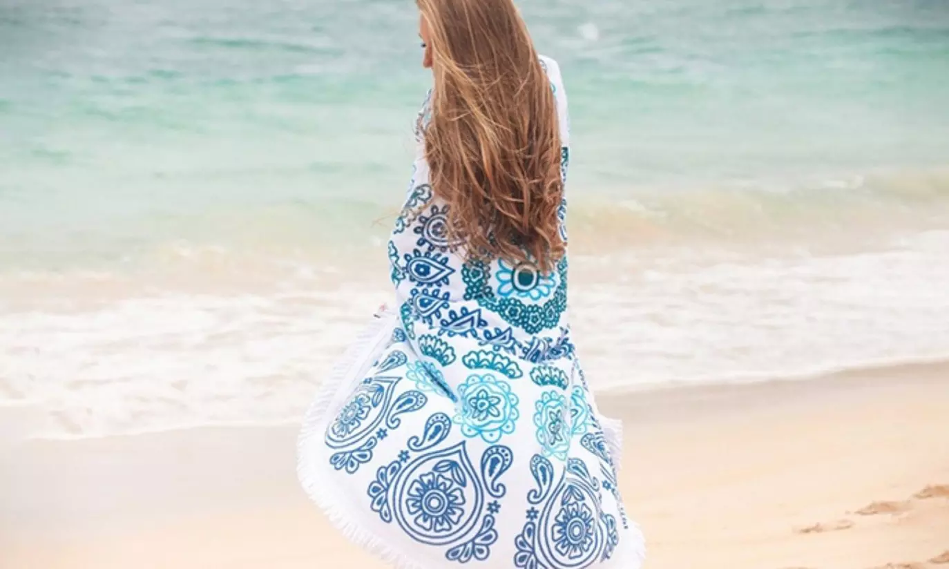 Tribal-Inspired Round Beach Towel and Throw - Second Medium