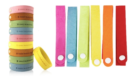 Fino a 10 bracciali repellenti per zanzare all'olio di geraniolo naturale, disponibili in colori assortiti