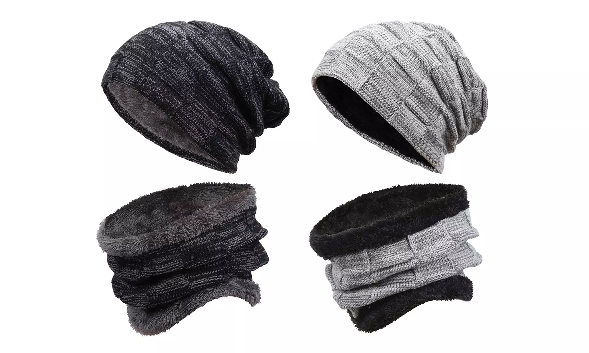 Gevoerde beanie, naar keuze met bijpassende nekwarmer
