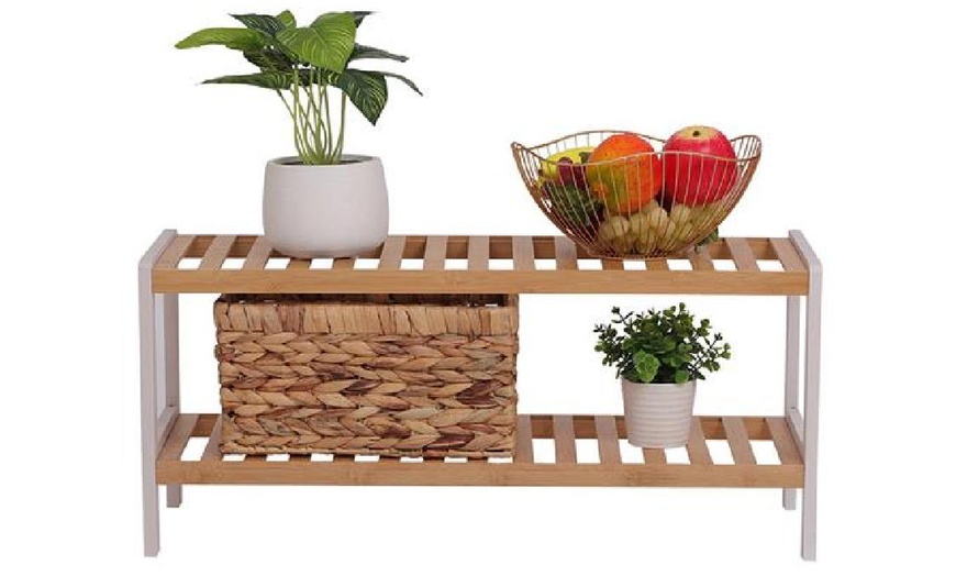 Image 5: Two-Tier Bamboo Shoe Rack