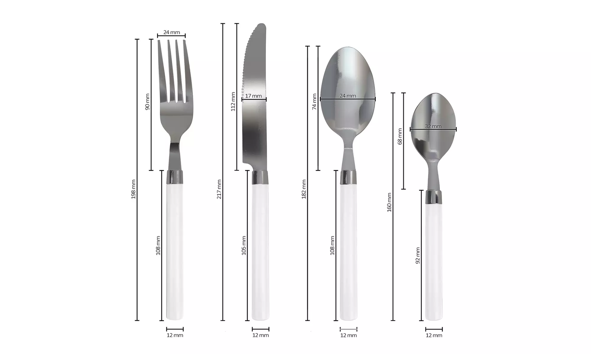 Set de 24 cubiertos de acero inoxidable con mango de colores