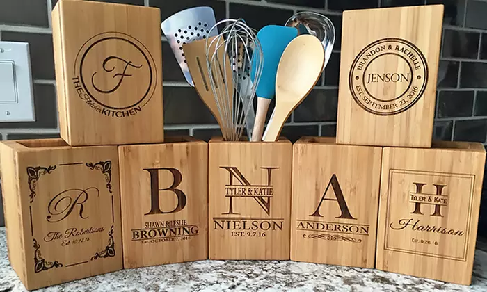 One or Two Personalized Kitchen Utensil Holders from Qualtry (Up to 68% Off) - Primary Image