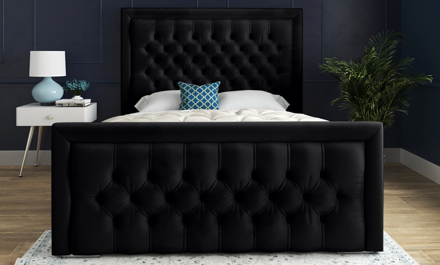 Image 5: DS Home Living Upholstered Soft Velvet Bed