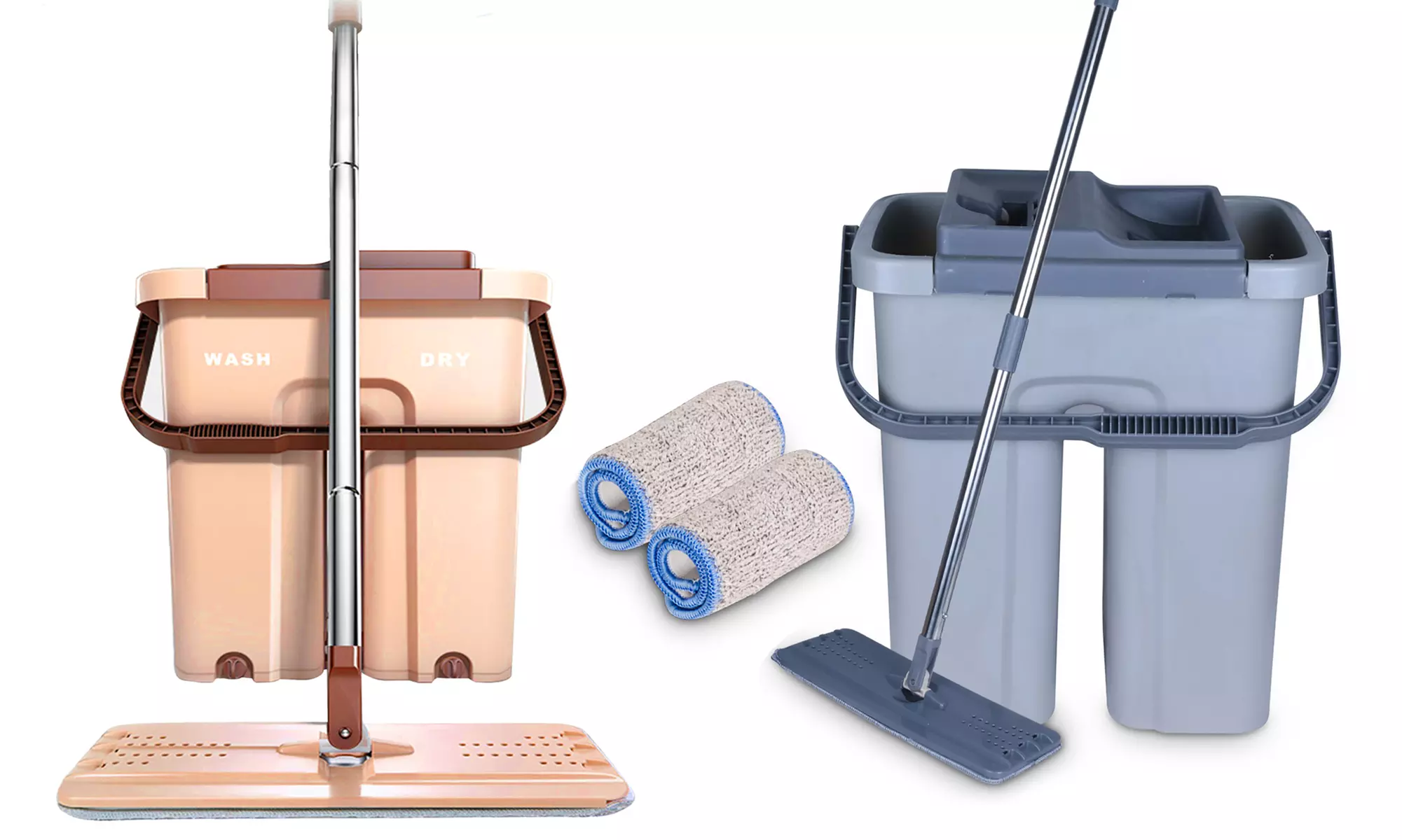 Balai plat en microfibre avec seau d'essorage par Cenocco, coloris au choix - Primary Image