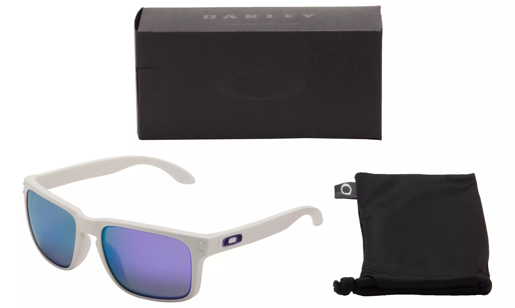 Oakley Holbrook Men's Sunglasses with Matte-White Frame and Violet-Iridium Lens - Second Medium