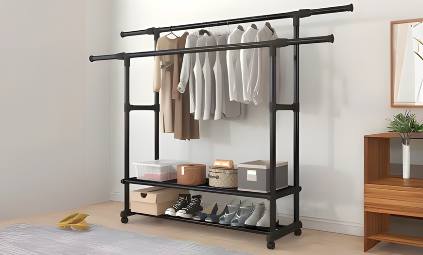 Image 4: Stahl-Kleiderständer ZK1028 mit integrierten Ablageflächen