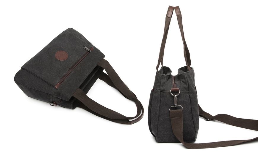 Image 5: Kono Canvas Multi-Function Cross Body Bag