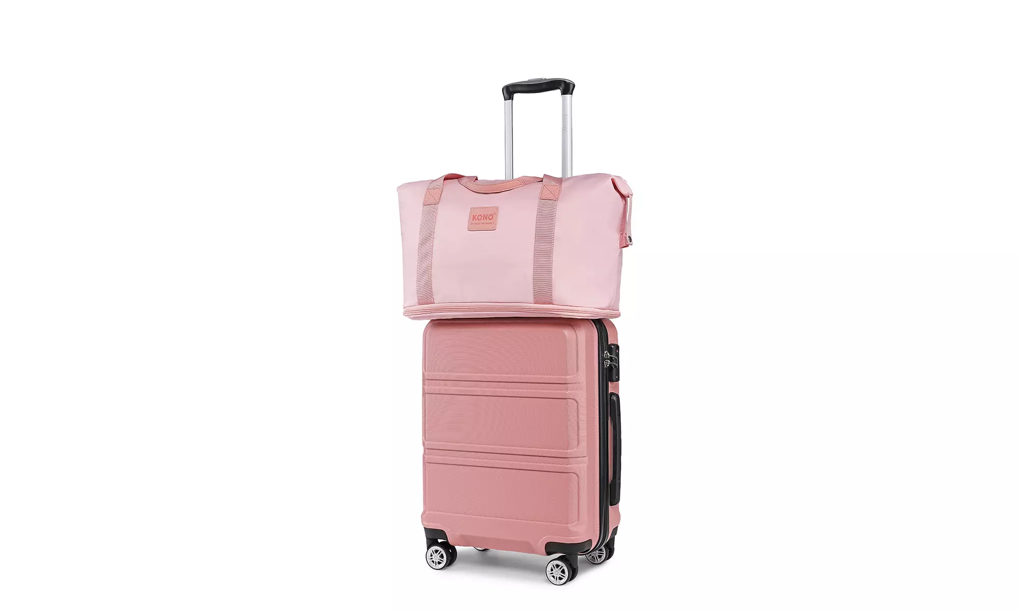 1x, 2x, 3x oder 4x KONO Hartschalen-Koffer- und Reisetaschen-Set in Rosa/Beige in der Größe nach Wahl