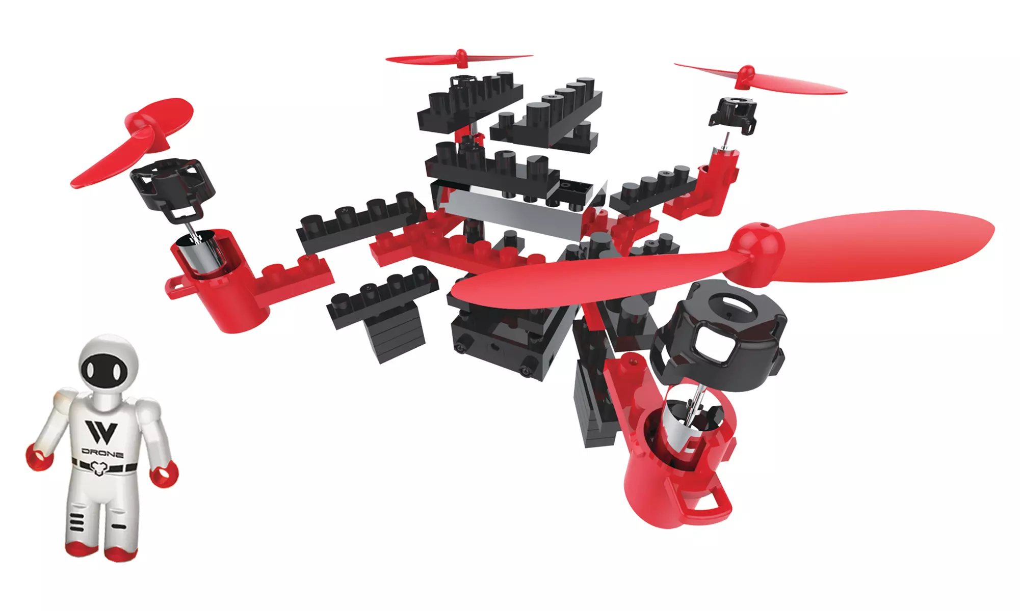 Drone en kit à assembler à partir de briques avec une figurine - Primary Image