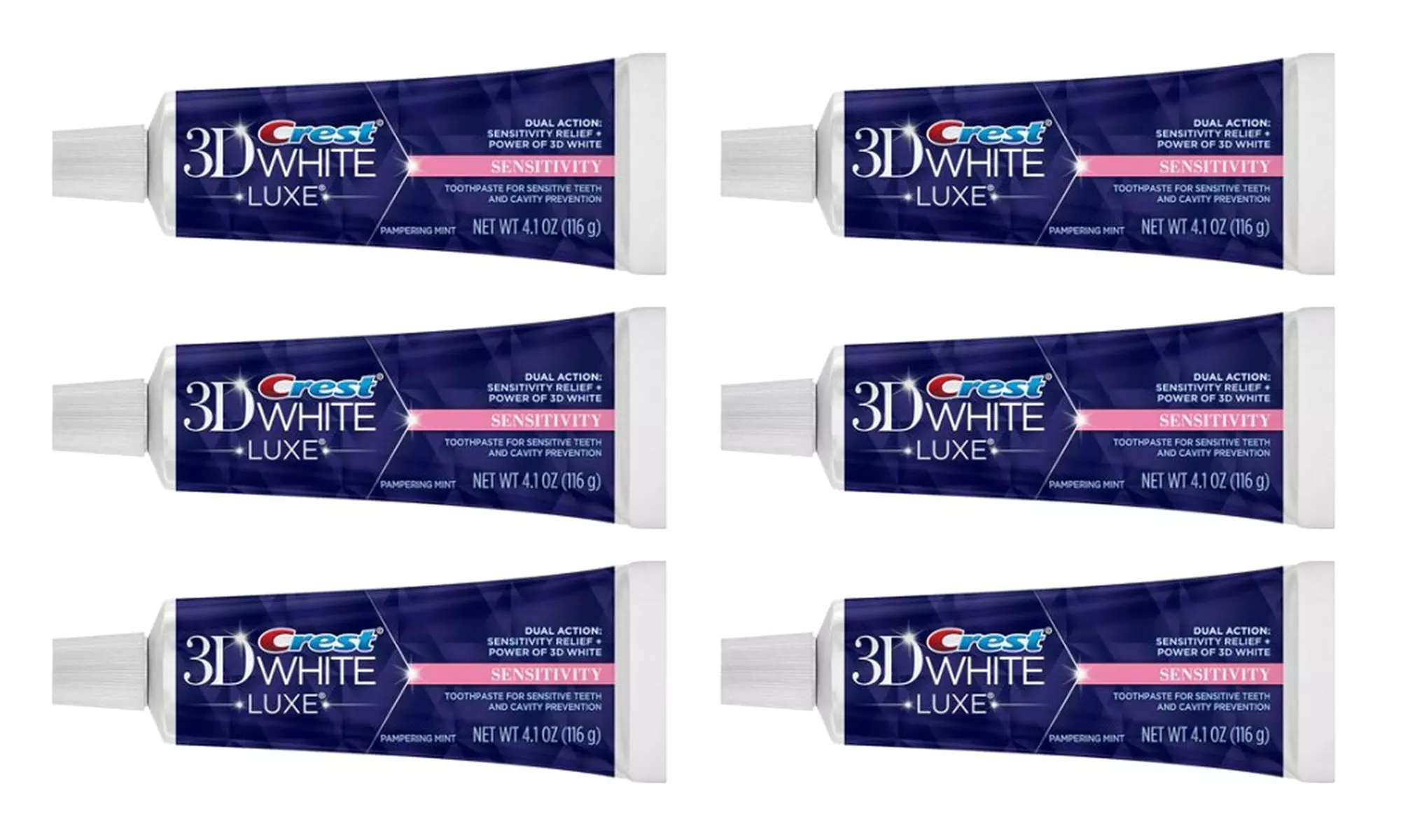 Crest 3D White Luxe Sensitivity Toothpaste (6-Pack, 4.1oz. Tubes) - Primary Image