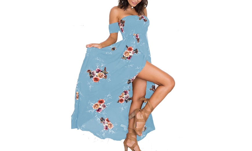 Image 4: Floral Off-Shoulder Maxi Dress