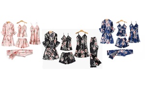 Four-Piece Floral Satin-Look Pyjama Set