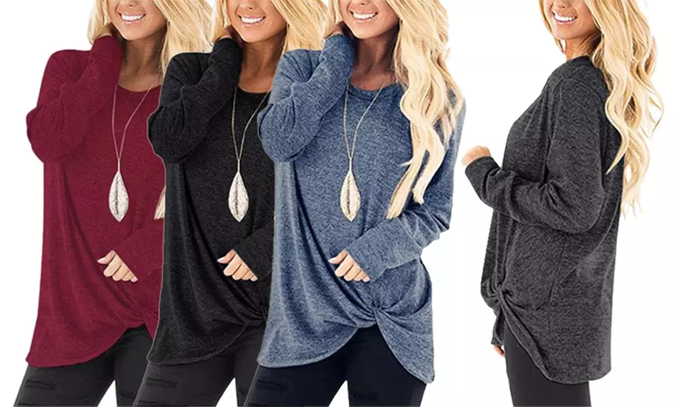 Haut à manches longues avec torsade sur le côté - Primary Image