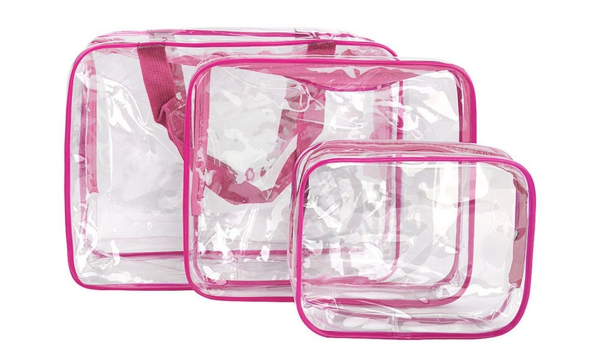 Image 11: One or Two Three-Piece PVC Clear Travel Bag Sets