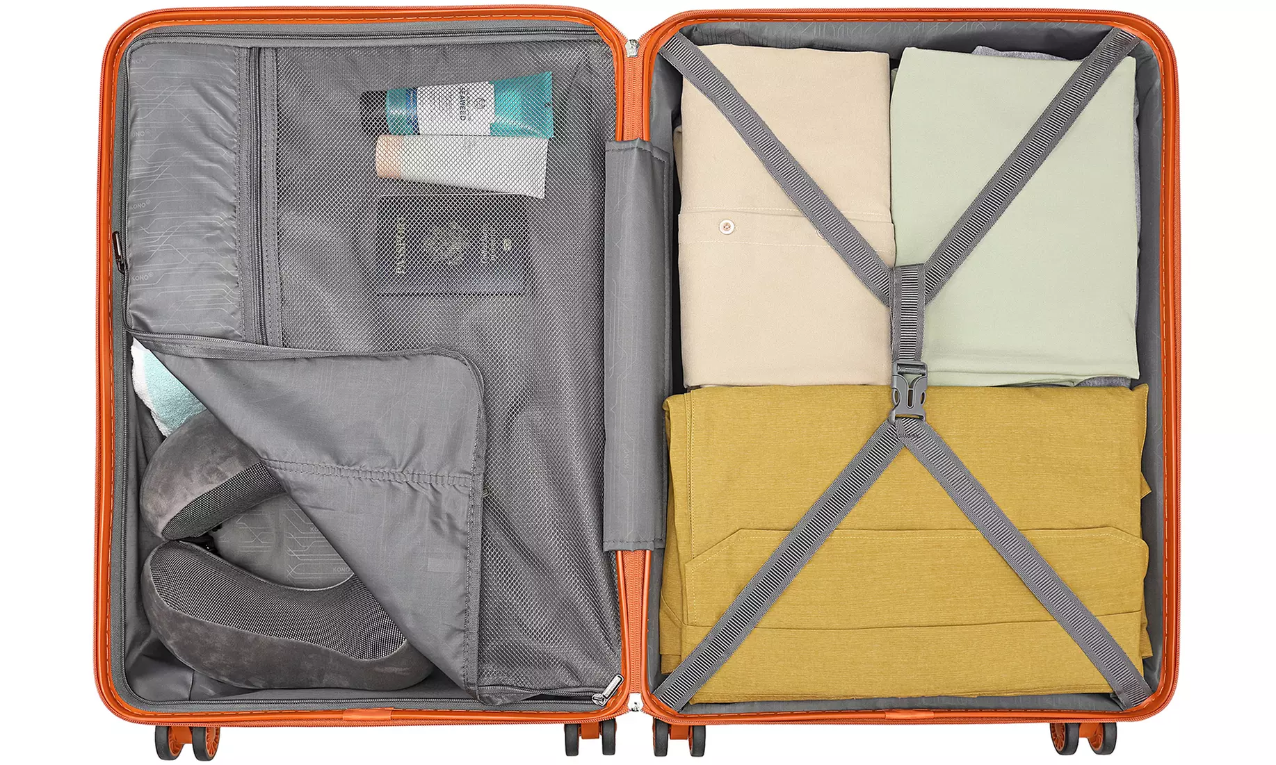 KONO One or Four Piece Hard Shell PP Suitcase With TSA Lock