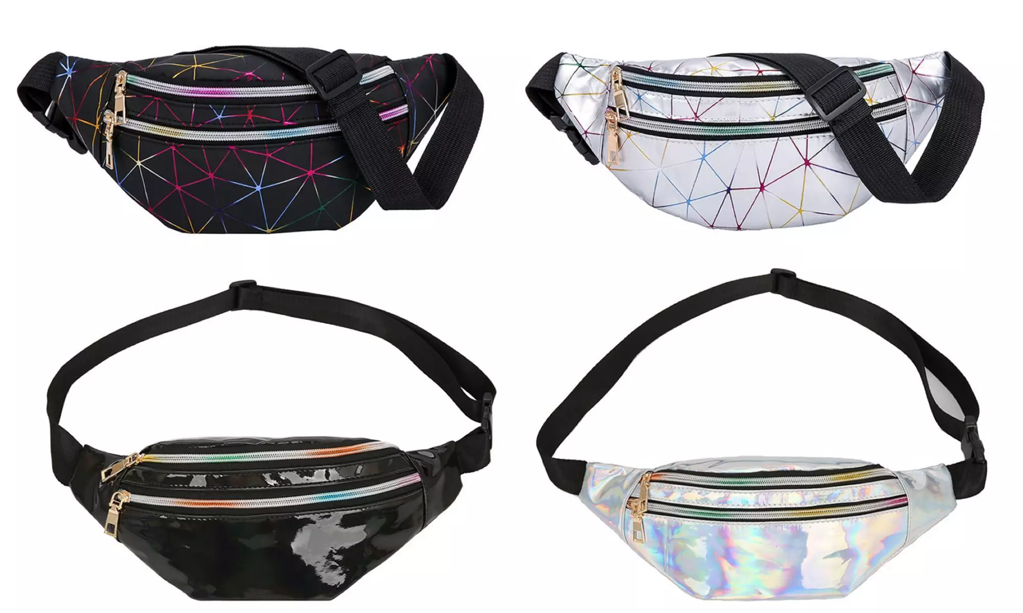 1 ou 2 sacs banane à zip unisexe, double poche - Primary Image